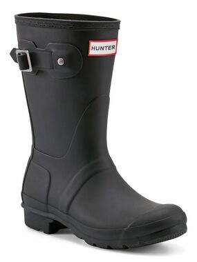 Women's Original Short Rain Boots Black Rubber Waterproof Wellington Boots